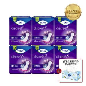 테나 레이디 맥시 나이트 6매x6팩(36매) + 빈다티슈 1팩 야간 숙면 요실금 여성용패드 오버나이트