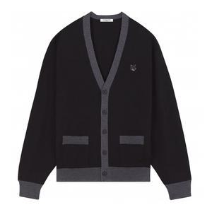 24FW 메종키츠네 볼드폭스헤드 바이컬러 가디건 블랙 NM00507KT1036 P199