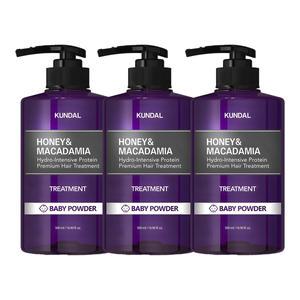 쿤달 허니 마카다미아 헤어 트리트먼트 베이비파우더향 500ml 3개