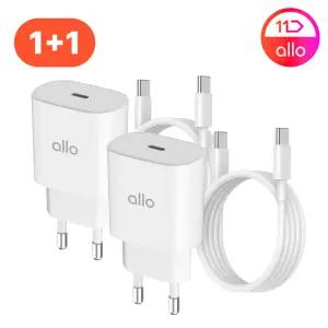 [2개] 알로코리아 컴팩트 25W C타입 초고속충전기+고속충전 케이블 UC125PPS