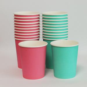13온스 390ml / 핑크, 민트 테이크아웃 종이컵 / 100개 - 평량 300g이상 - 고급형 두꺼운 카페 일회용컵