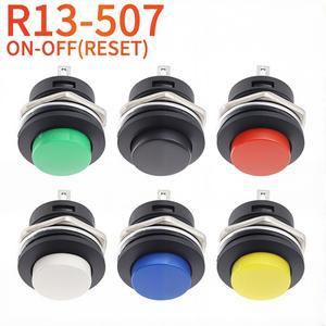 5PCS R13-507 순간 SPST NO 빨간색 라운드 캡 16mm 푸시 버튼 스위치