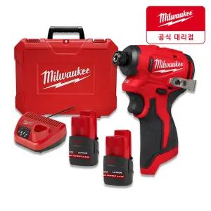 밀워키 M12 BLIDRC-252C 12V 충전임팩드라이버 2.5Ah 2개