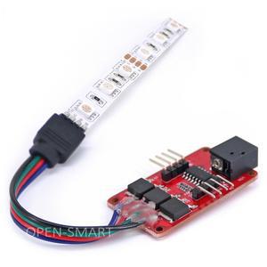 RGB LED 스트립 드라이버 모듈 풀 컬러(DC 잭 + 10cm RGB LED 스트립 포함) Arduino용 12V 전원 공급 장치