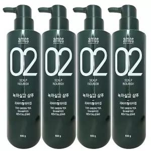 아모스 녹차실감 리바이탈라이징 산뜻한 타입 지성 샴푸 500g 4개