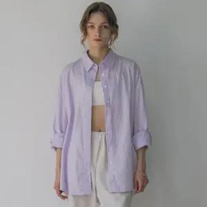 [반원 아틀리에] A3479 시스루 스트라이프 셔츠_Purple