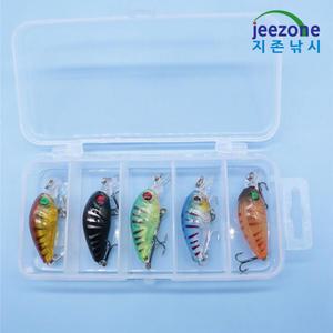 지존낚시 크랭크세트 베이트 5종 세트 싱킹 4.5cm 3.5g 쏘가리 꺽지 배스 송어 민물 루어 낚시용품 하드 트레블