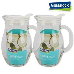 (1+1)글라스락 플로라물병 (1000ml)-2개 유리물병 저그 피쳐 냉장고물통 에이드