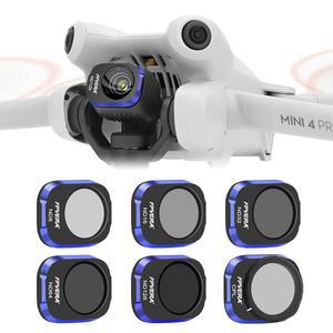 알루미늄 합금 프레임 및 32층 코팅 HD AGC 광학 유리(CPL, ND8, ND16, ND32, ND64, ND128)를 위한 DJI 미니 4 프로, 6팩 드론 카메라 렌즈 필터 액세서리용 ND 세트