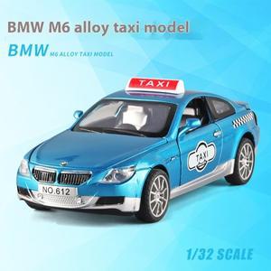 1:32 BMW M6 택시 합금 자동차 장난감 다이캐스트 모델 시뮬레이션 사운드 뒤로 당겨 어린이 장식 수집