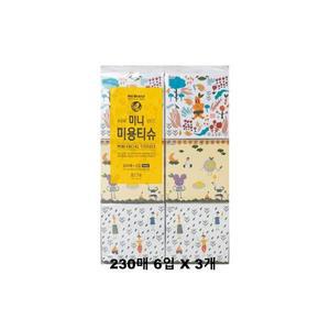 노브랜드 미니 미용티슈 230매 6입 x 3개입 천연펄프 대량구매 화장휴지