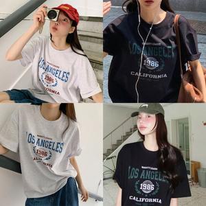 [모코블링]로스앤젤레스 나염 반팔티 여름반팔티 오버핏반팔 루즈핏티셔츠 오버사이즈 반팔 티셔츠