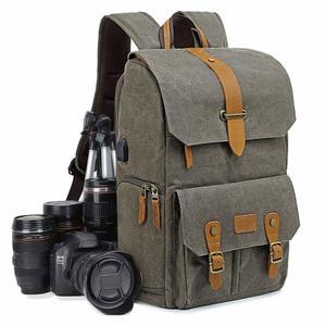 UBAYMAX 카메라 백팩 DSLR SLR 캔버스 가방 방수 랙 15.6인치 노트북 여행 캐논 니콘 소니 및 렌즈 삼각대 액세서리용