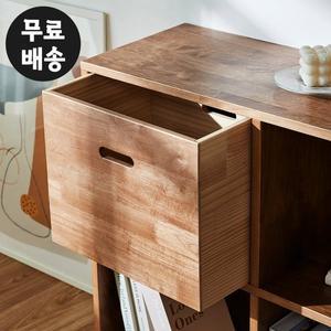 [벤티스가구]솔렌 고무나무 원목 버켓 박스 공간 수납함 책장 정리함 장난감 리빙 월넛