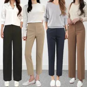 [S~3XL]여성 슬랙스 빅사이즈 정장바지 밴딩팬츠 와이드일자 부츠컷 유니폼 슬림핏 하이웨스트 단체복