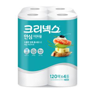 크리넥스 안심 키친타올 120매 4롤 x 1팩