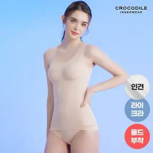 [감탄브라] [크로커다일] 인견 라이크라 크림 베이지 감탄슬리머+팬티 2종