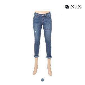 [닉스]여성 M톤 구제 밑단변형 MID 크롭 스키니_FNMEDDK527M