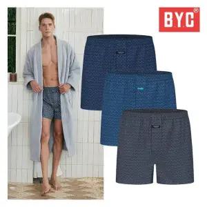 BYC 남성 팬티 면 100% 밴딩 흡습 트렁크 3매