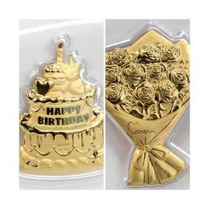 24K 순금 생일케익 꽃다발 (0.2g/0.3g) 저중량 초경량 행운 가득 미니 선물 - 생일, 기념일 강추