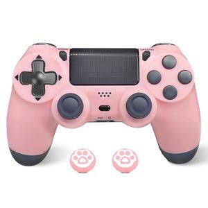 PS4, P4 PRO용 무선 컨트롤러 포함) /듀얼 듀얼 조이스틱 컨트롤러 /슬림 /PC 4 쇼크 콘솔 기능 /1000MAH PS4 게임패드 진동 /모션 컨트롤러(터치 컨트롤 /오디오 블루투스 배터리(핑크) 패드