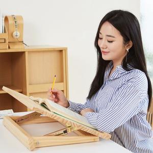6단 각도조절 독서대 600 고무나무 원목 필기 휴대간편 책받침대