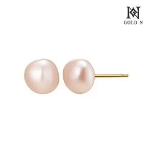 [골드앤]골드앤 14K 핑크 납작진주 귀걸이 6mm
