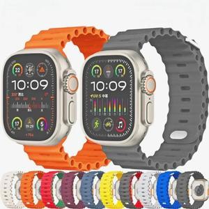 Apple Watch Ultra 2 밴드 용 오션 스트랩 49mm 9 8 7 실리콘 팔찌 6 5 4 3 SE