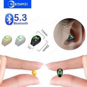 Bluetooth 5.3 이어폰 형 미니 보이지 않는 헤드셋 무선 헤드폰 XIAOMI Huawei 용 HiFi 스테레오 소음 감소