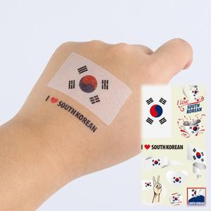 코리아 응원 태극기 일회용 타투 스티커 대한민국 국기 판박이 물타투 1P