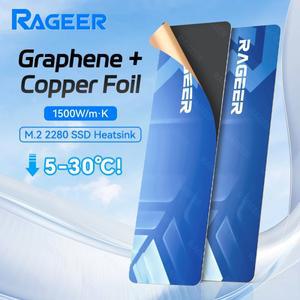 RAGEER M.2 2280 SSD 방열판: 고성능 NVMe/SATA 냉각을 위한 열 패드가 있는 그래핀 + 구리.  설치 2/5팩