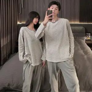 남녀공용 데일리 스트라이프 홈 잠옷 상하세트