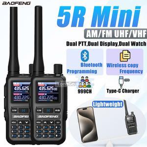 바오펑 5R 미니 무전기 UV 타입 C 충전기 AM FM 듀얼 PTT 블루투스 프로그래밍 무선 주파수 햄 라디오