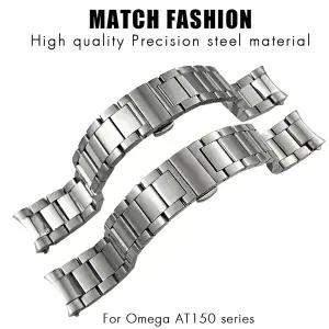 오메가 시계 Seamaster 스트랩 AT150 아쿠아 테라 150M 20mm 19mm 21mm 솔리드 스테인레스 스틸 팔찌 용 곡