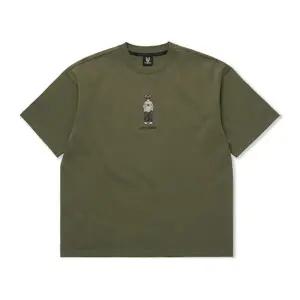 라이프워크. 스냅 힙독 스트라이프 반팔 티셔츠 카키 LW252TS107-KHAKI