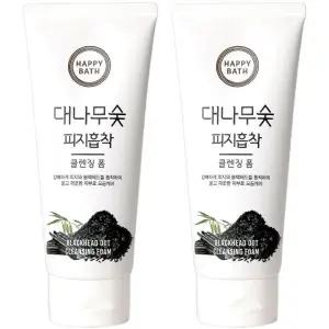 해피바스 대나무숯 피지흡착 클렌징폼 200gx2개 세안제 각질제거 폼클렌징 필링젤 클렌징