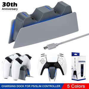 스위치독 미니독 PS5 듀얼 고속 충전기 용 30 주년 충전 스테이션 PS5 게임 패드 용 LED 표시기  충전 스탠