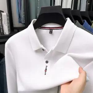 남자 긴팔티 라운드넥 봄가을 양면 피케 긴팔 티셔츠 집업 자수 캐주얼 유행1