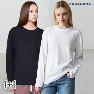 [2장세트] 남여공용 30수 순면 무지 이너 레이어드 긴팔 티셔츠 A24T108