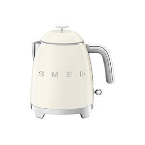 이중 벽 미끄럼 방지 베이스와 수위 표시기(크림)가 있는 SMEG 미니 50의 레트로 스타일 3컵 전기 주전자