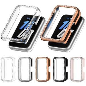 PC 다이아몬드 상감 케이스 범퍼 보호 커버 방진 Smartwatch 보호 쉘 삼성 Galaxy Fit 3 용 스크래치 방지