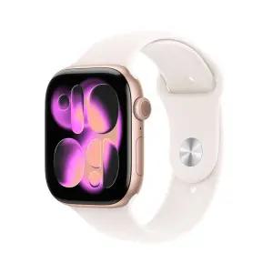 (1차예약) 애플워치 11 셀룰러 46mm 로즈 골드 알루미늄 케이스 라이트 블러시 스포츠 밴드 (SM) MFCG4KH/A