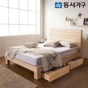 [동서가구]힐링 편백나무 패밀리 통나무 온 가족침대 서랍형 퀸 프레임 DF642895