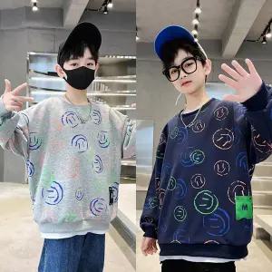 [삐삐네옷가게] 남아 주니어 봄 가을 스마일라운드 맨투맨 오버핏 초등학생 긴팔 티셔츠 단품