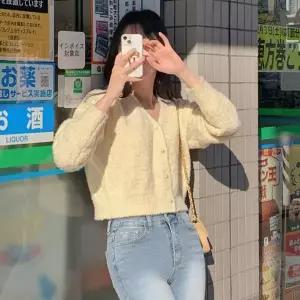 [모어렌] [MADE] 포스티 부클 크롭 브이넥 니트 가디건 [tcd0320]