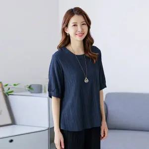 TBD3021_R 셔링인견플리츠블라우스 엄마옷 5060 중년여성의류 빅사이즈