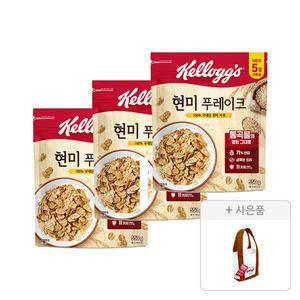 켈로그 현미후레이크 550g, 3개+증정(켈로그 미니백 브라운, 1개)