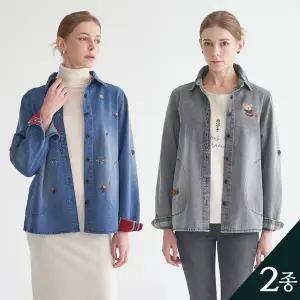 [론칭가 79900원][라라쎄] 자수 데님 셔츠자켓 2종