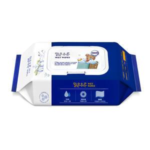 맑은하루 깨끗한 물티슈 캡형 100매 1개 225g 국산 안심 저자극 티슈