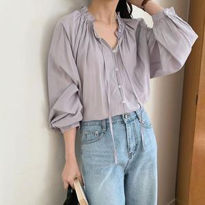 [봄신상][자체제작] 프릴 버튼 블라우스